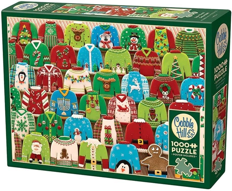 Cobble Hill 1000 Piece Puzzle - Ugly Xmas Sweaters - Sample Poster Included