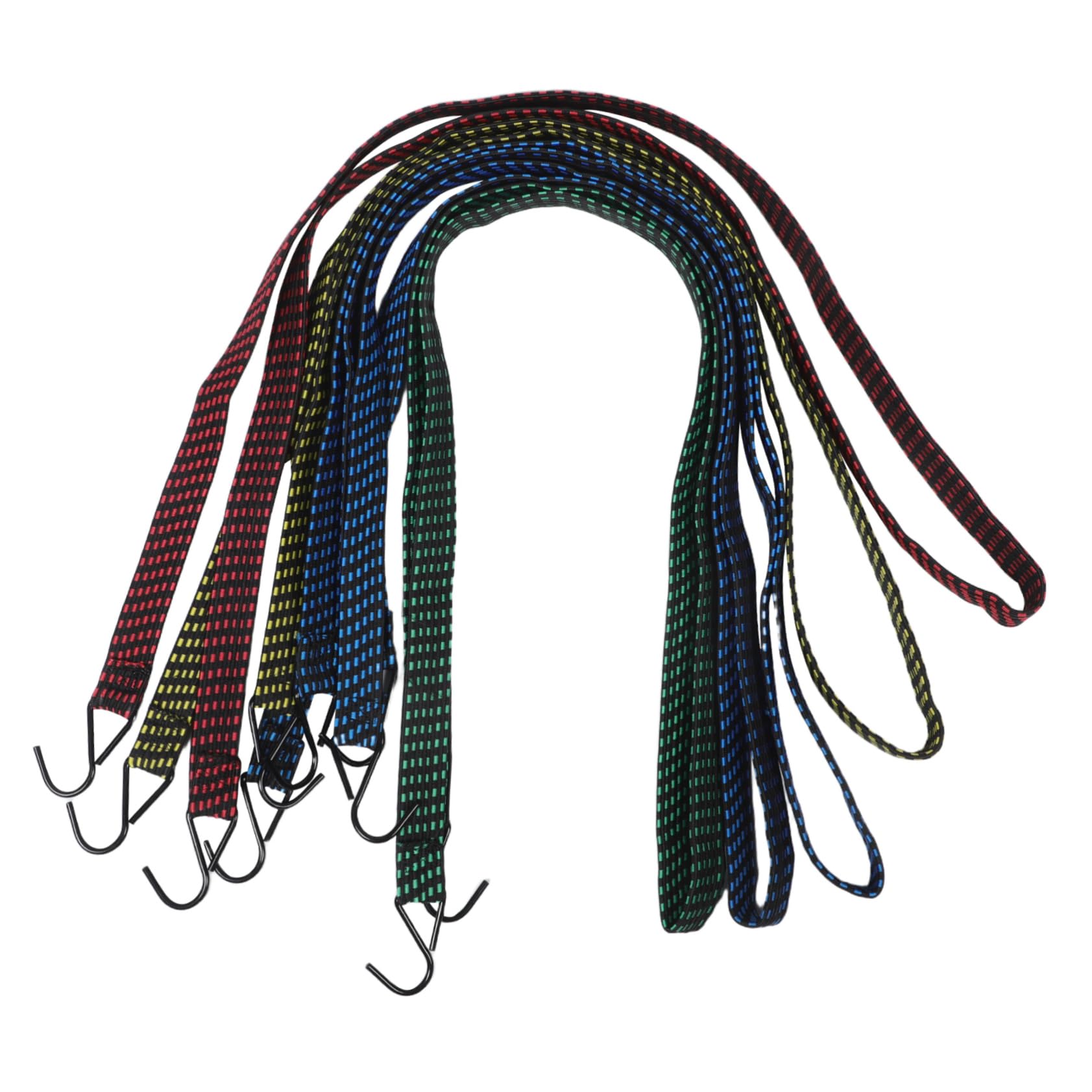 KOMBIUDA 5pcs Elastic Bungee Tie Down Straps with Hooks Heavy Duty Flat Cargo Cords for Outdoor Use Camping Motorcycles Luggage and Tarps Exceptional Elasticity and Portability