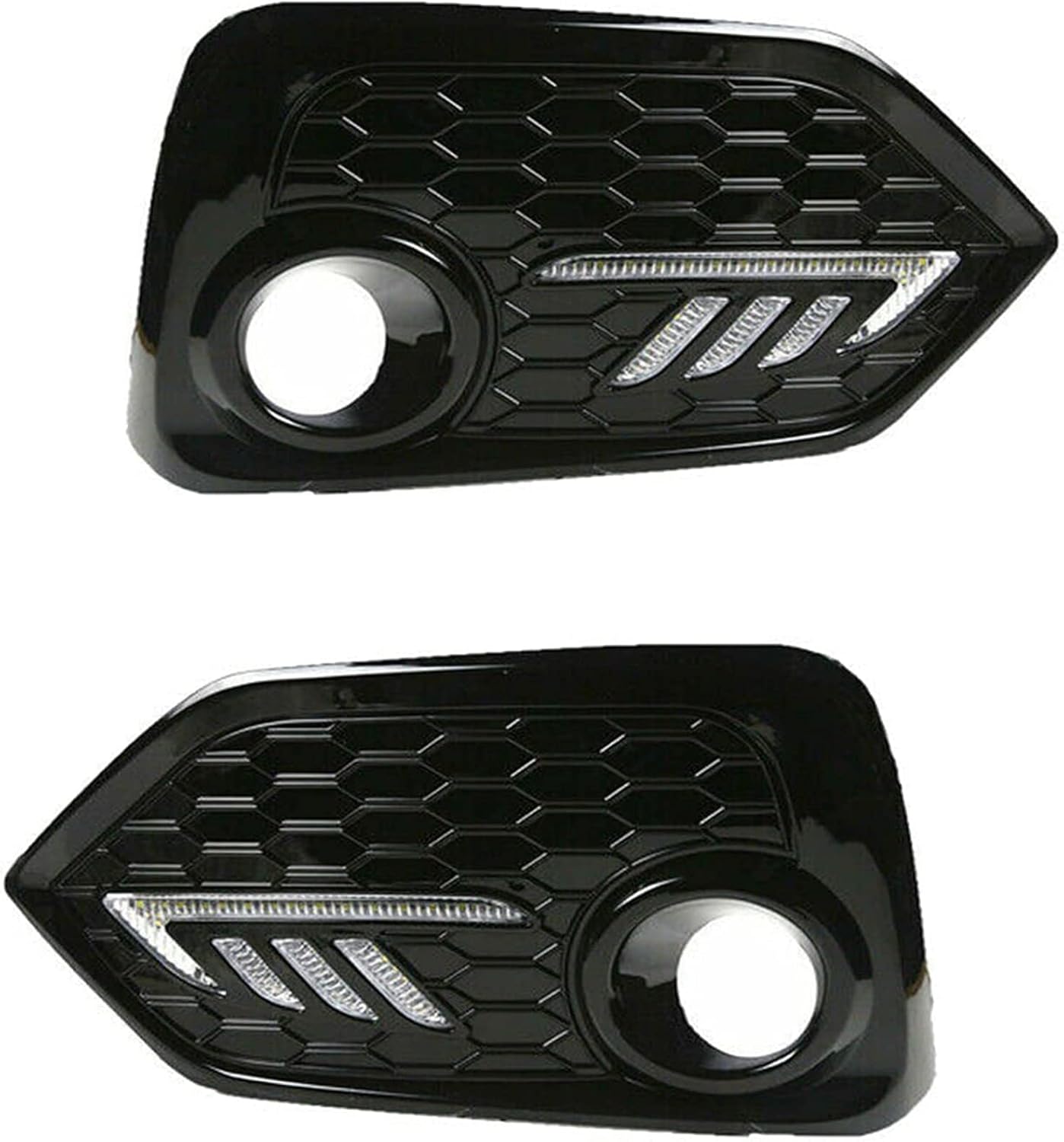 Black Fog Lights Cover with Daytime Running Light for 2016 2017 2018 2019 2020 2021 Honda Civic,Driver and Passenger Side Pair Fog Lamp Cover Bezels with LED DRL