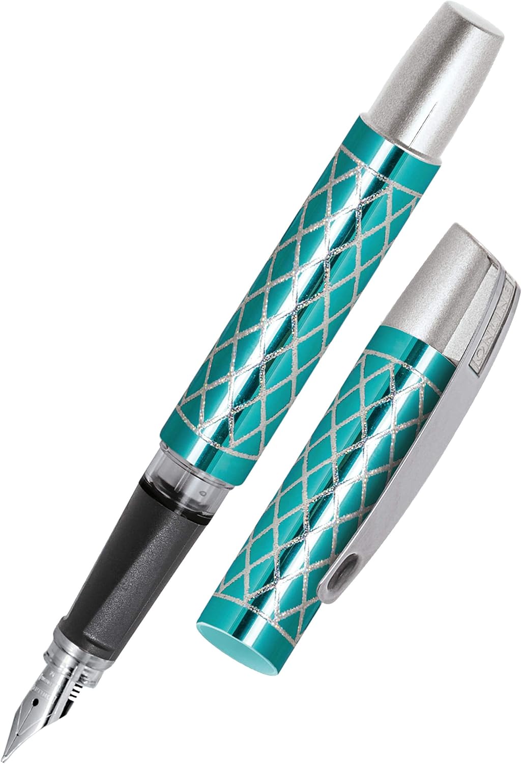 Online Ergonomic Fountain Pen for School/College -Campus Turquoise - Medium Nib, Soft Grip Part, Standard Ink cartridges