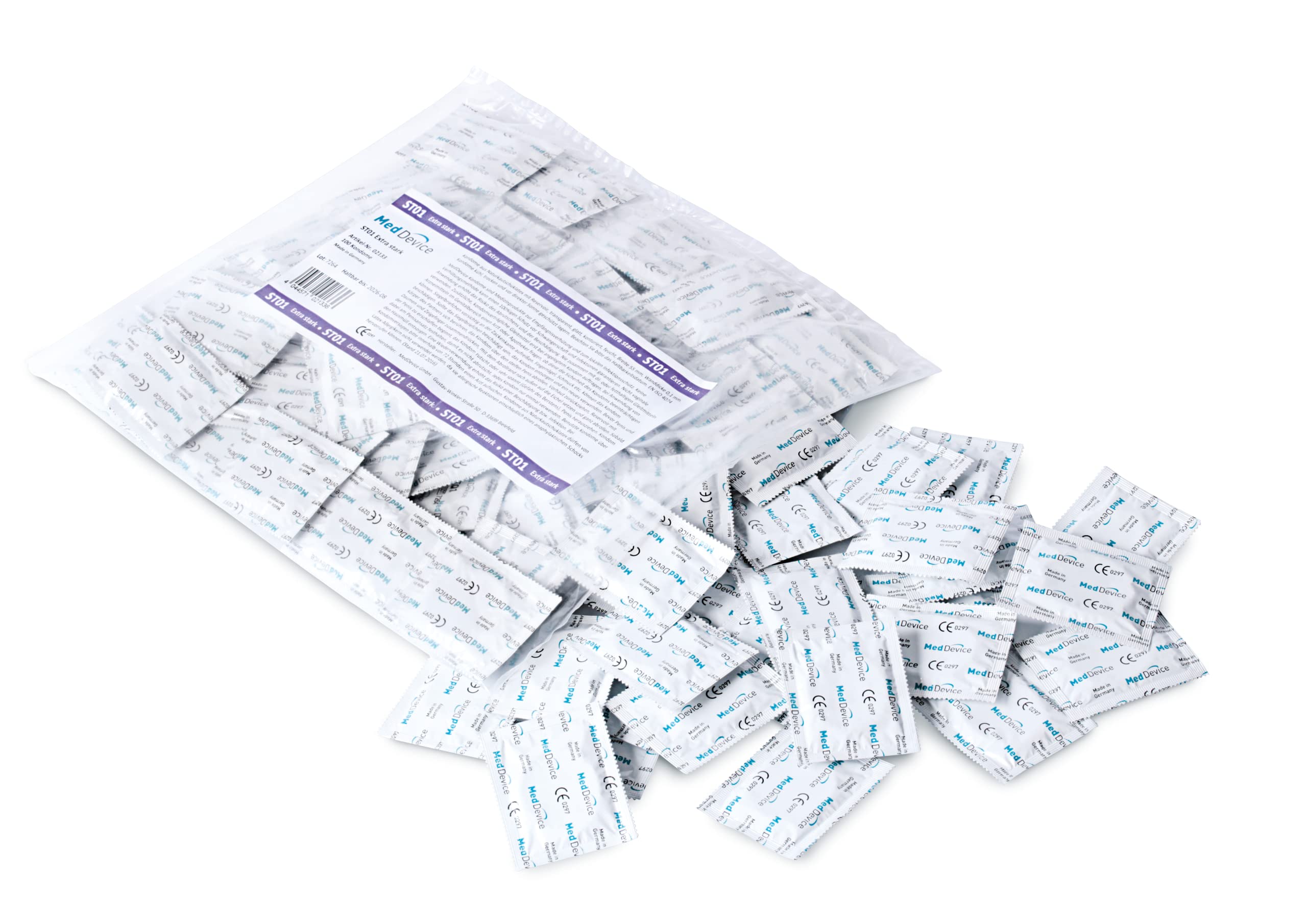 Ritex ST 01 Quality Condoms, Pack of 100, Transparent, 0.1 mm Wall Thickness, Extra Moist, Large Pack, Made in Germany