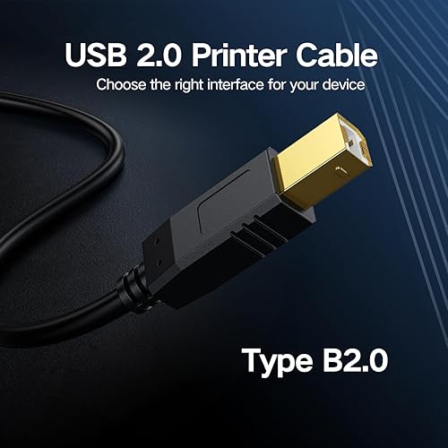 Miniatura 3 de Cable USB 2.0 chapado en oro de 25 pies, macho A a macho B, impresoraescáner, 26.2 ft