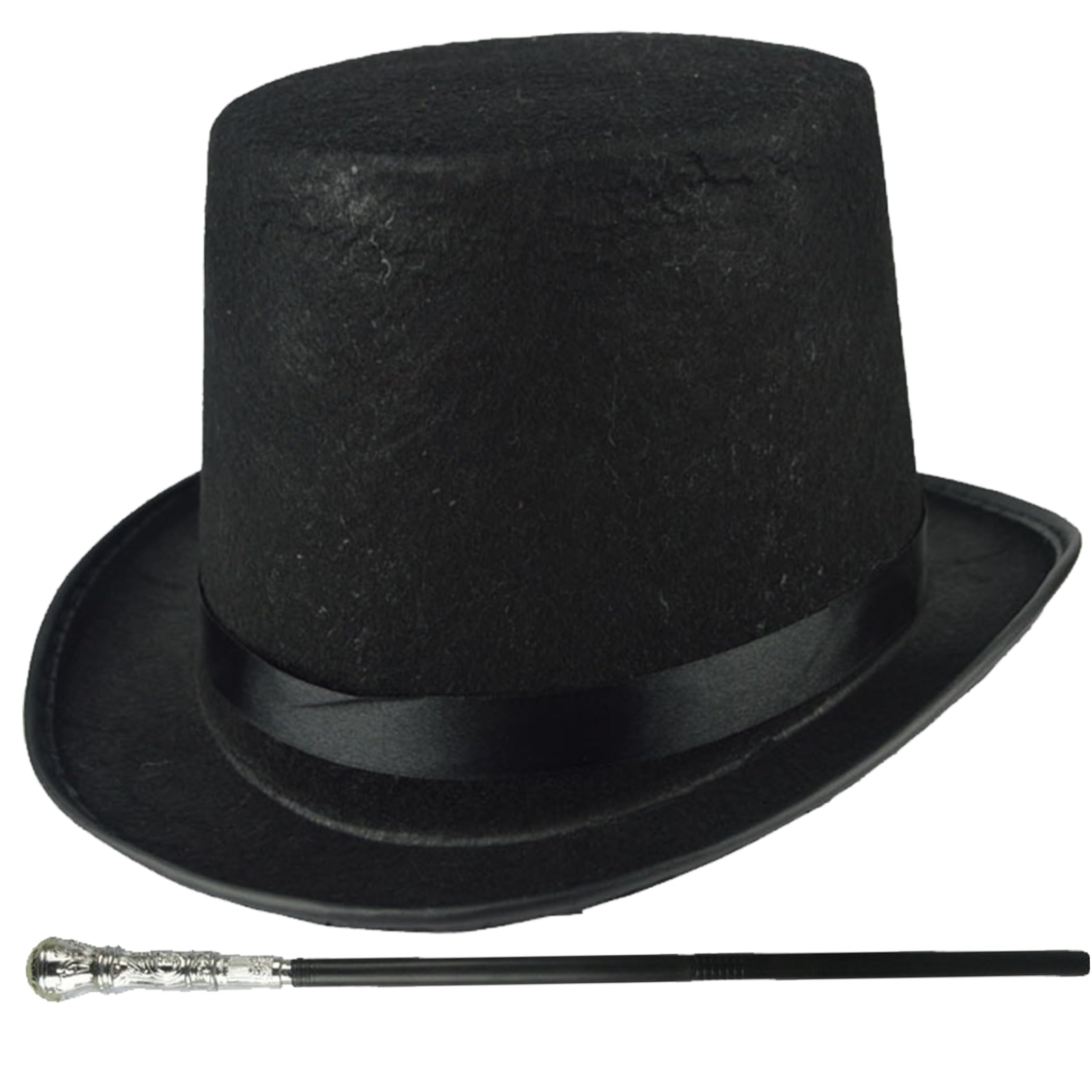 TOPoflyTOPofly Top Hat Costume, 2Pcs Halloween Top Hat ＆ Black Cane, 1920s Mens Accessories for Men Women Magic Performance, Cosplay, Dance