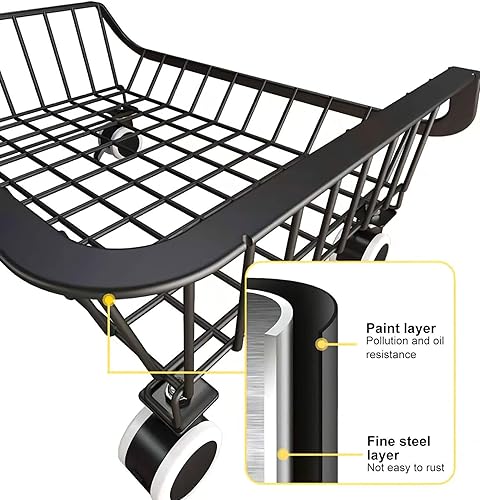 Miniatura 5 de Cesta de almacenamiento de metal con ruedas, estante de almacenamiento de cocina, carrito rodante, apilable, cesta de frutas para cocina, despensa,