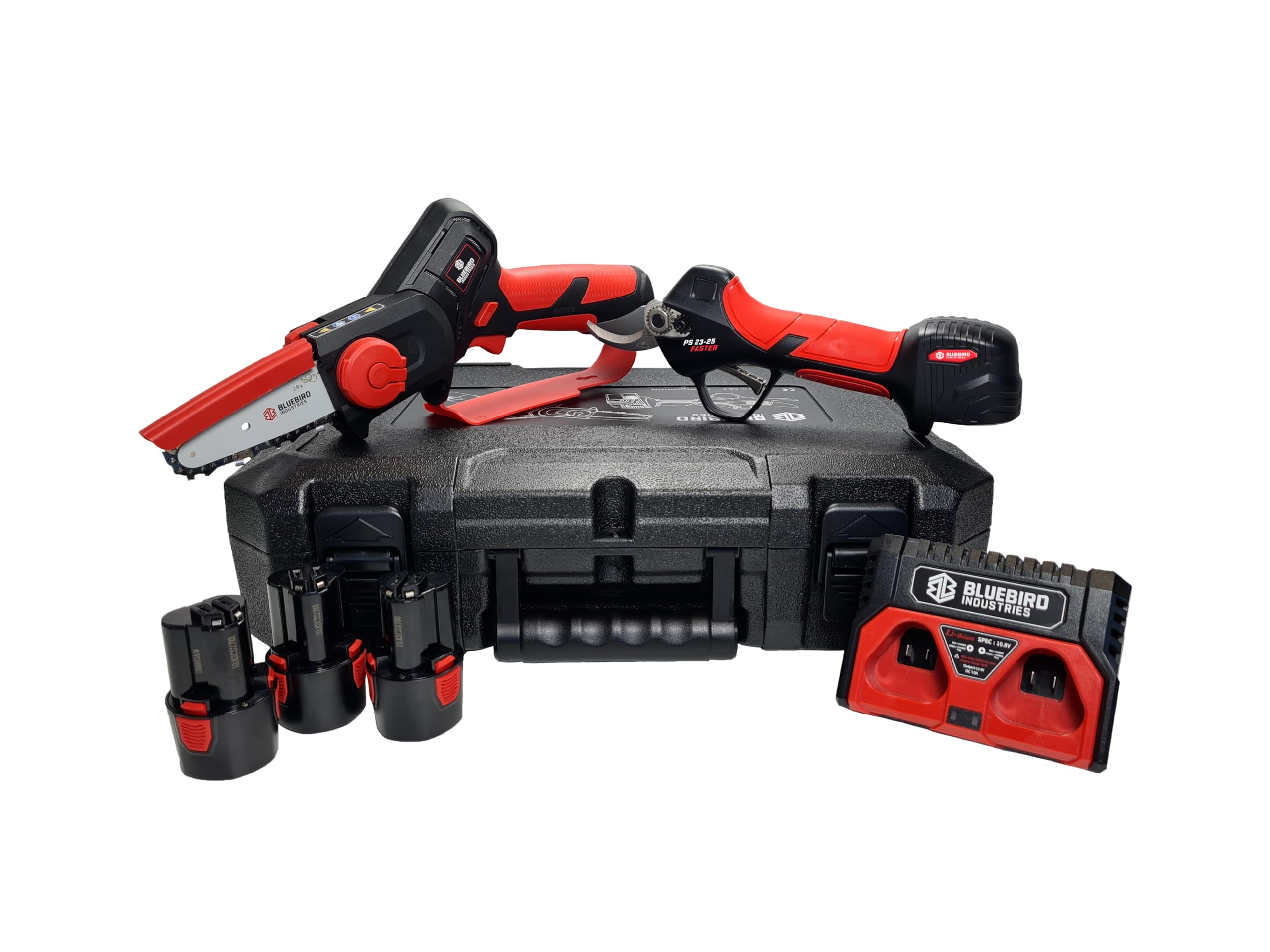 Blue Bird kit potatura forbice PS 23-25 Faster seghetto CS 22-04 con 3 batterie