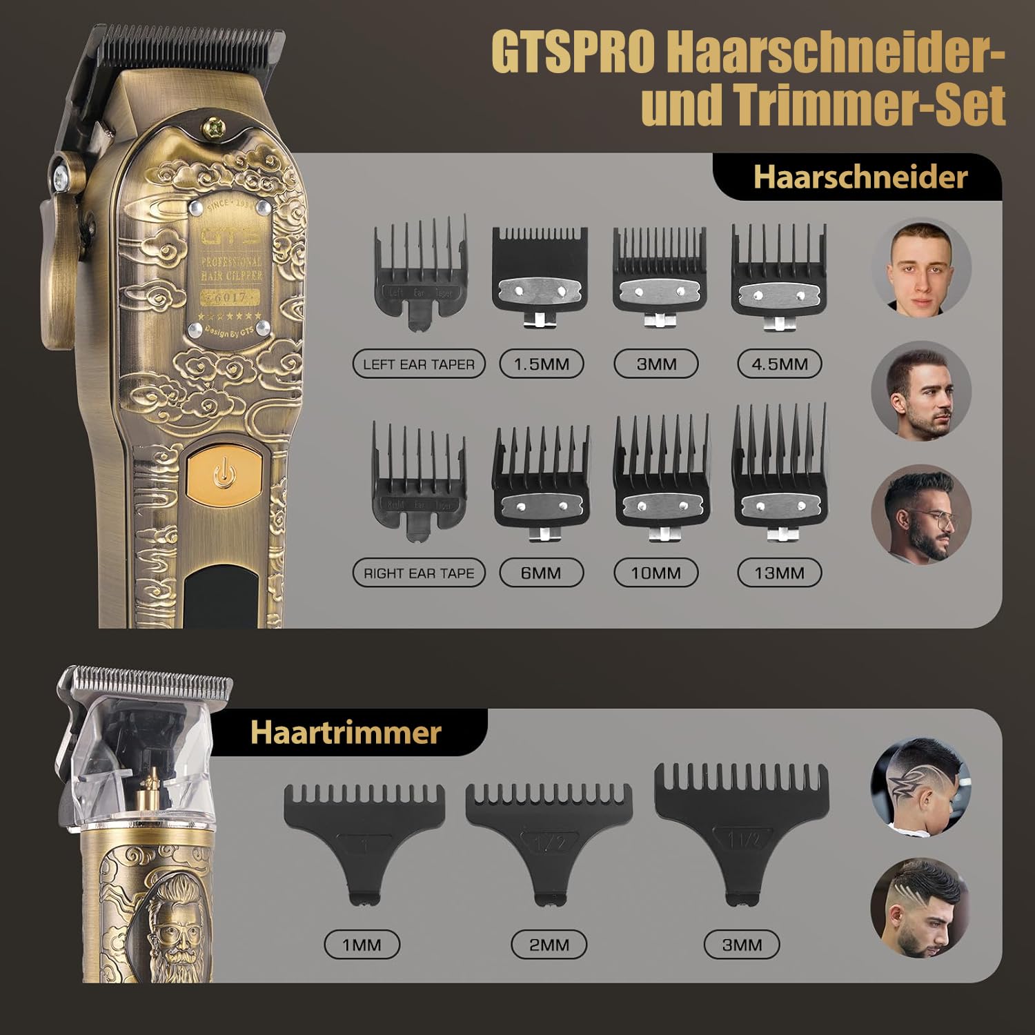 Haarschneidemaschine & Barttrimmer für Männer Profi-Haarschneider (Bronze)