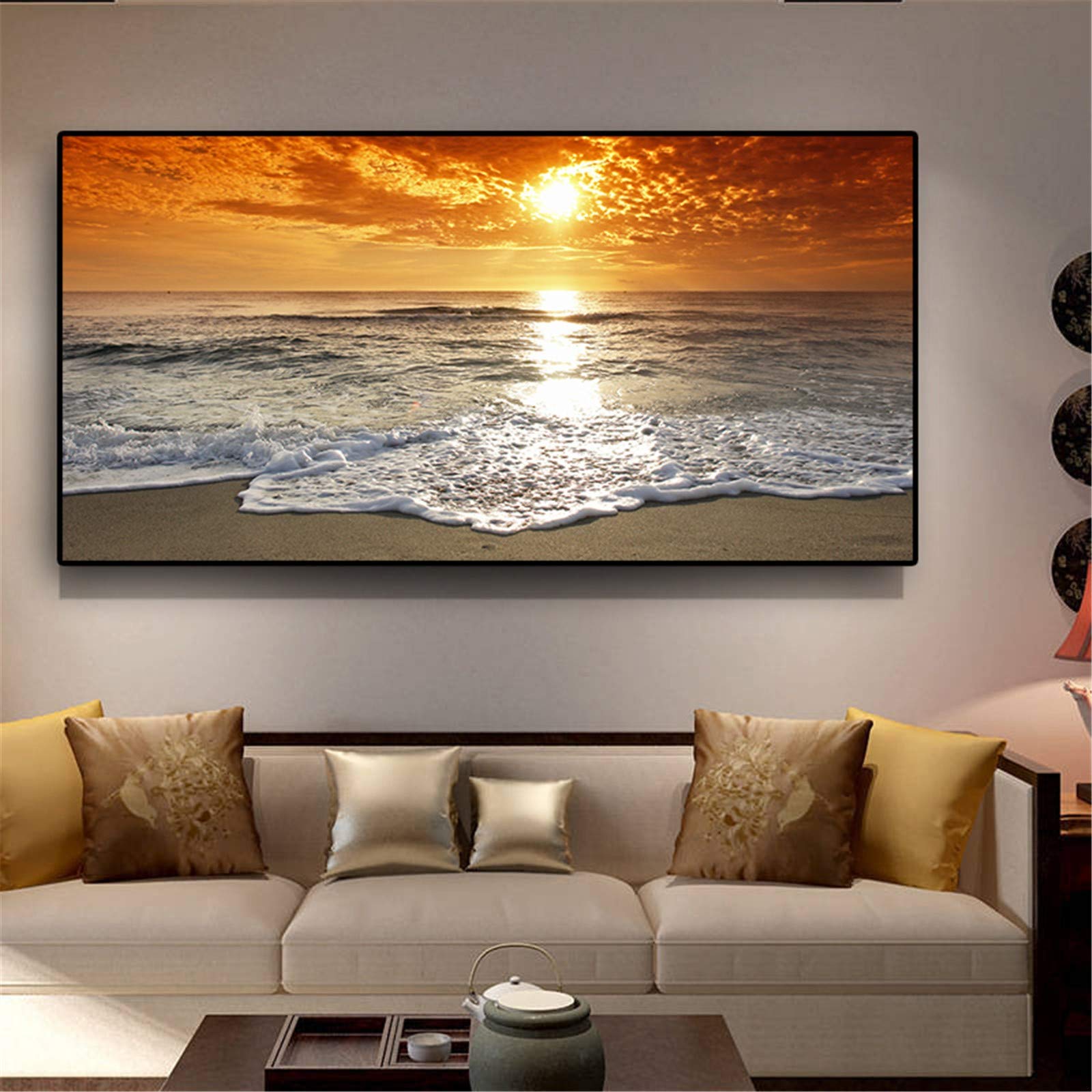 Peinture diamant broderie 5D couchers de soleil d'or grand format point de croix