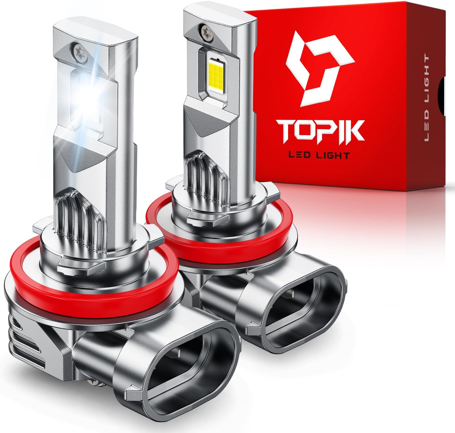 TOPIK 𝐁𝐫𝐢𝐠𝐡𝐭𝐞𝐬𝐭 H11/H9/H8 LED Bulbs 𝟑𝟖,𝟎𝟎𝟎𝐋𝐌 Brighter 6500K Cool White H11 Bulbs, Real 1:1 Mini Size Design, Plug and Play, CANbus Ready, 2 Pack