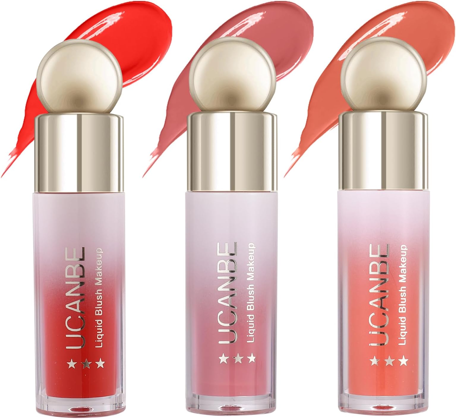 UCANBE 3 PCS Liquid Blush Makeup Kit, Soft Cream Face Blush for Cheeks, Dewy Cheek Tint, Easy to Blend & Light Weight Face Blushes for Women Girls(02)