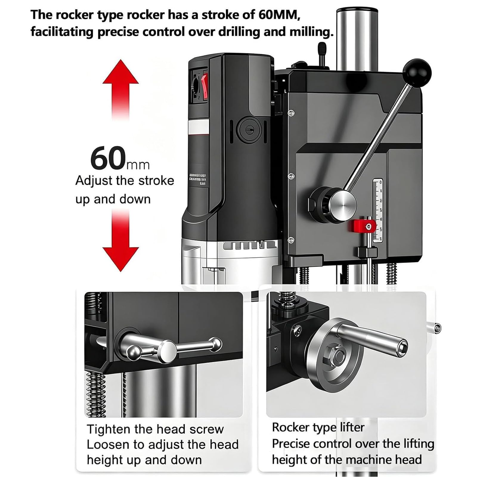 PixCy Taladro Columna para Taladrado,6-Speed Micro Precision Column Drill