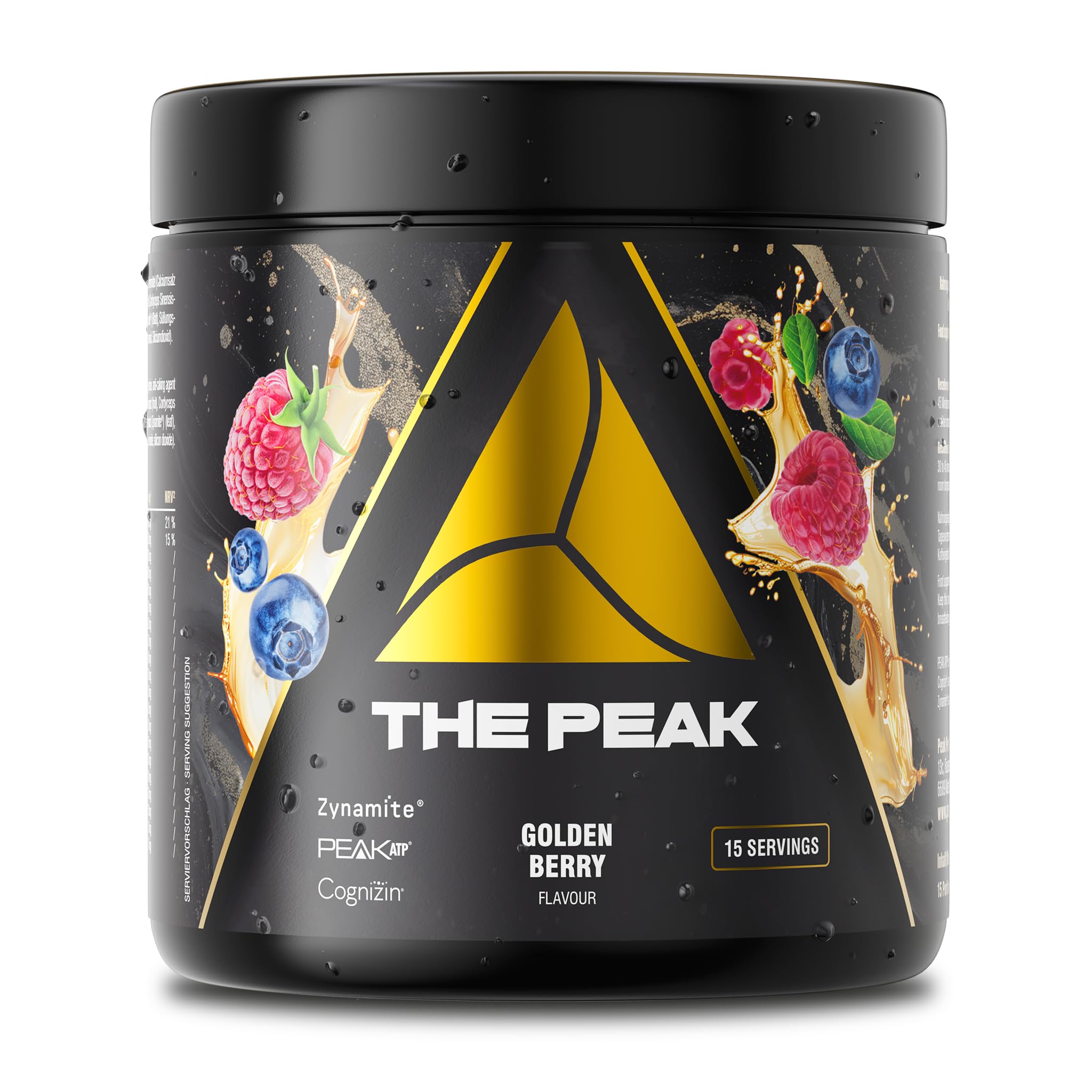 THE PEAK - 375g Geschmack Golden Berry I 15 Portionen I Hardcore Pre-Workout Booster für Energie, Fokus & Pump mit L-Citrullin, L-Arginin, Koffein, Bitter Orange Extrakt, Lions Mane, ATP, u.v.m.