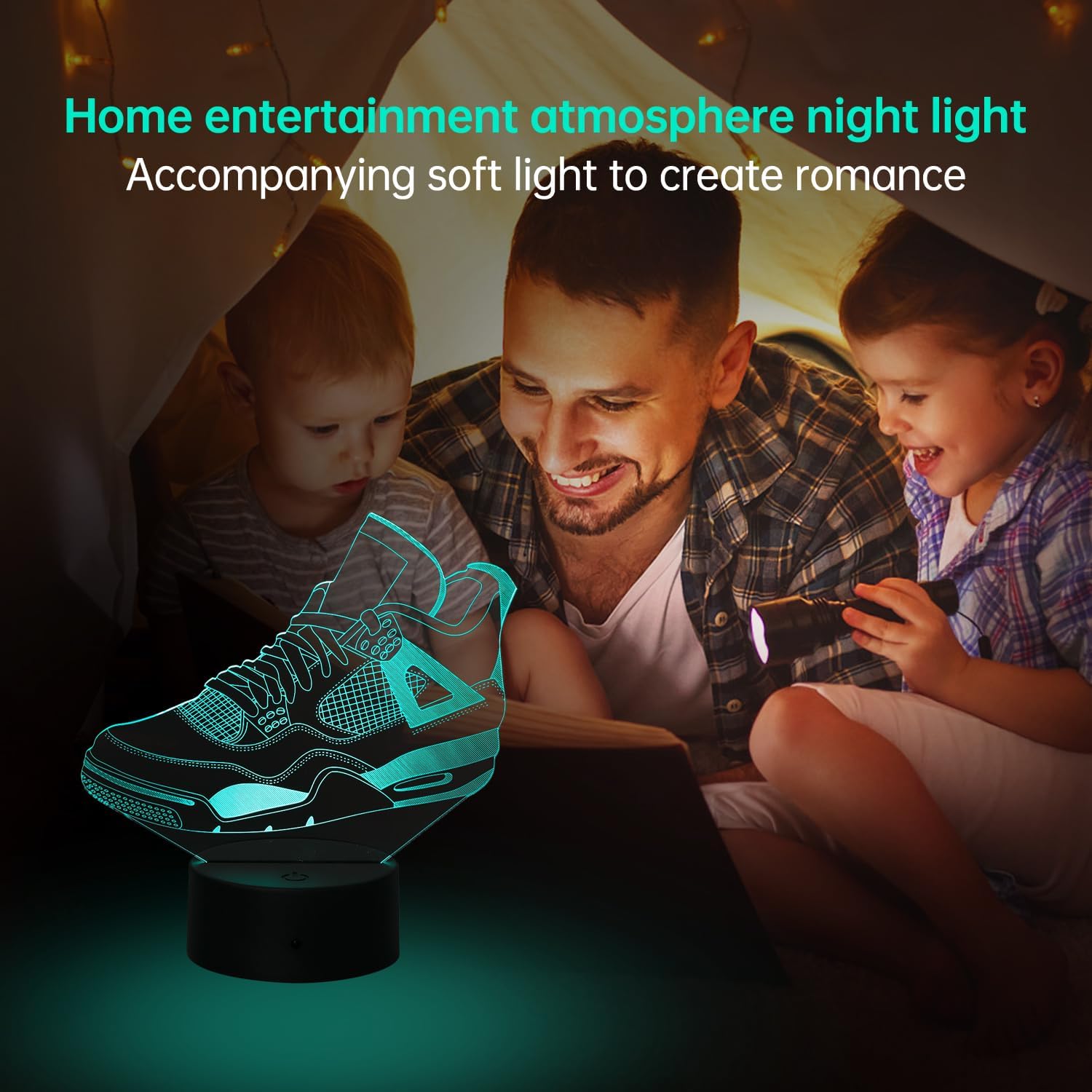 3D Sneaker LED Night Light, 7 Colors Changing Lamp with Remote Control, USB or Battery Powered, Kids Room Decor