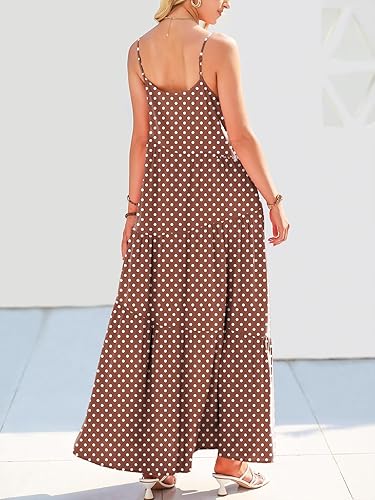 Vista 6 de ANRABESS - Vestido largo de verano para mujer, vestido de lino casual, holgado, sin mangas, con tirantes delgados y estilo bohemio, para playa
