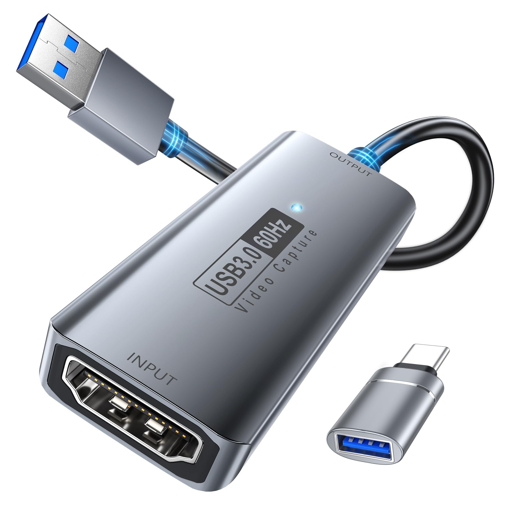 Karta przechwytywania wideo, karta przechwytywania USB 3.0 HDMI na USB C, karta przechwytywania 4K Full 1080P60FPS HD, do systemu Windows Mac OS z regulacją PS4, Switch, Xbox1