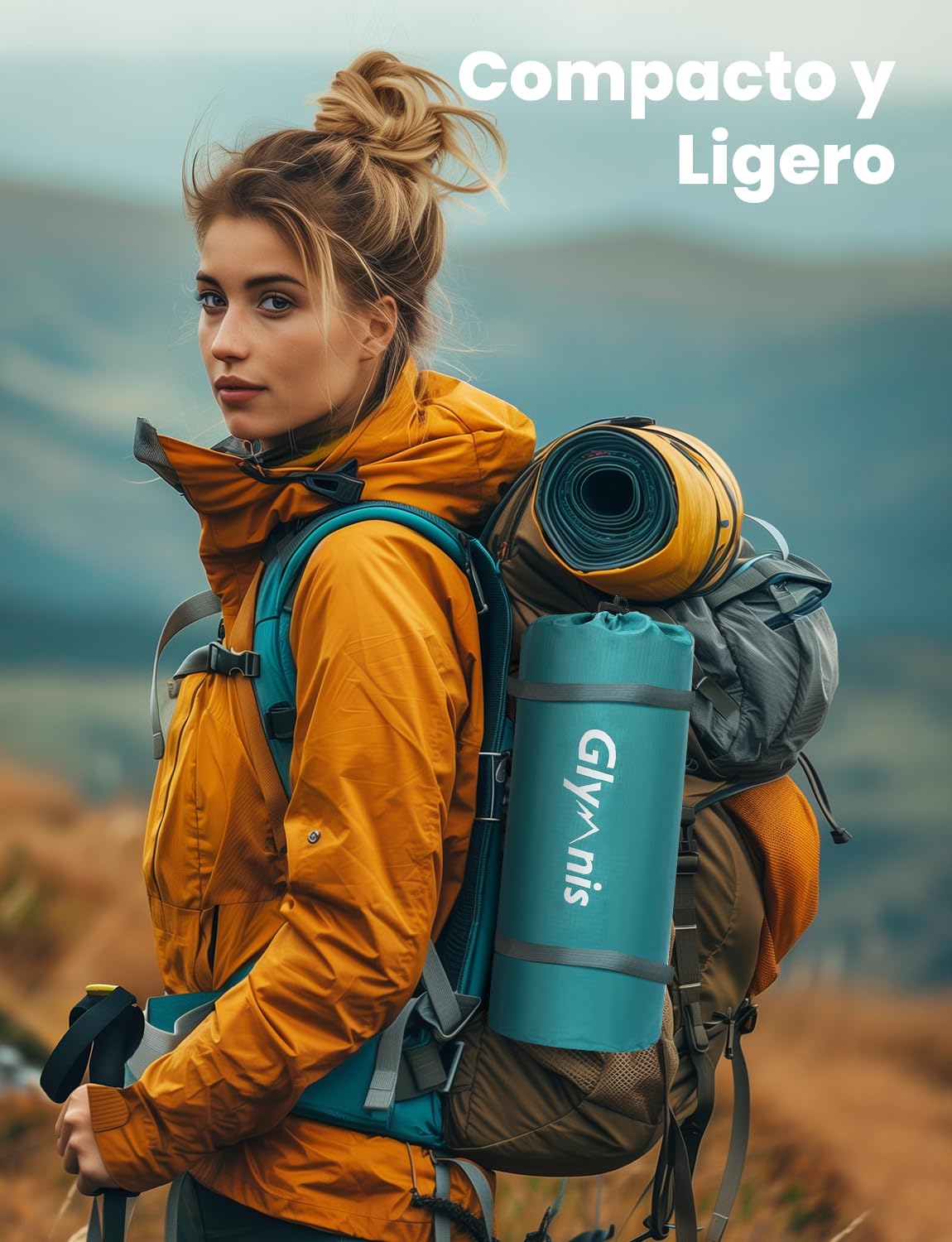 Glymnis Esterilla Camping Ultraligera con Almohada, Colchón Hinchable Individual con Bomba de Pie para Viajes, Exteriores, Senderismo