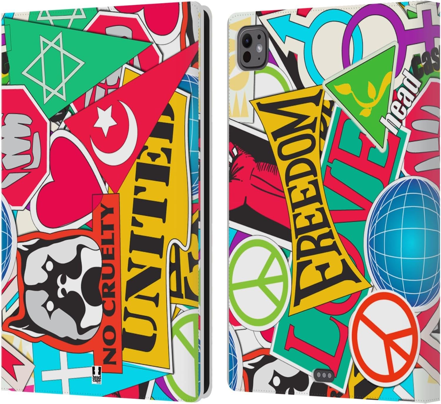 Head Case Designs Advocacies Sticker Happy - New Leather Wallet Case Compatible with Apple iPad Pro 11 M4/M5 2024/2025