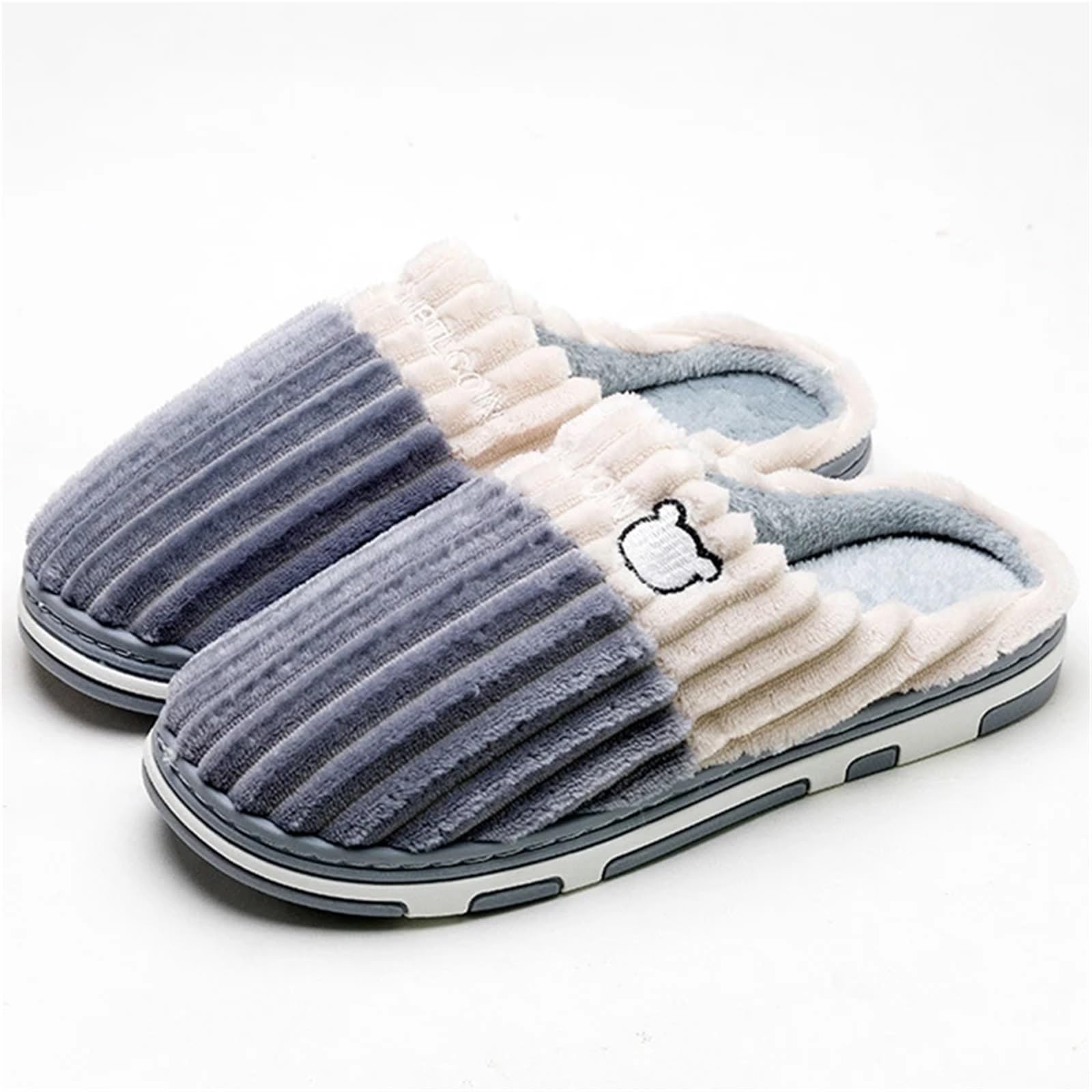ERHTGUO Smile Women Confinement Soft Cotton Slippers Warm Non-slip Plush Home Men Winter Couple(Color5,44-45)