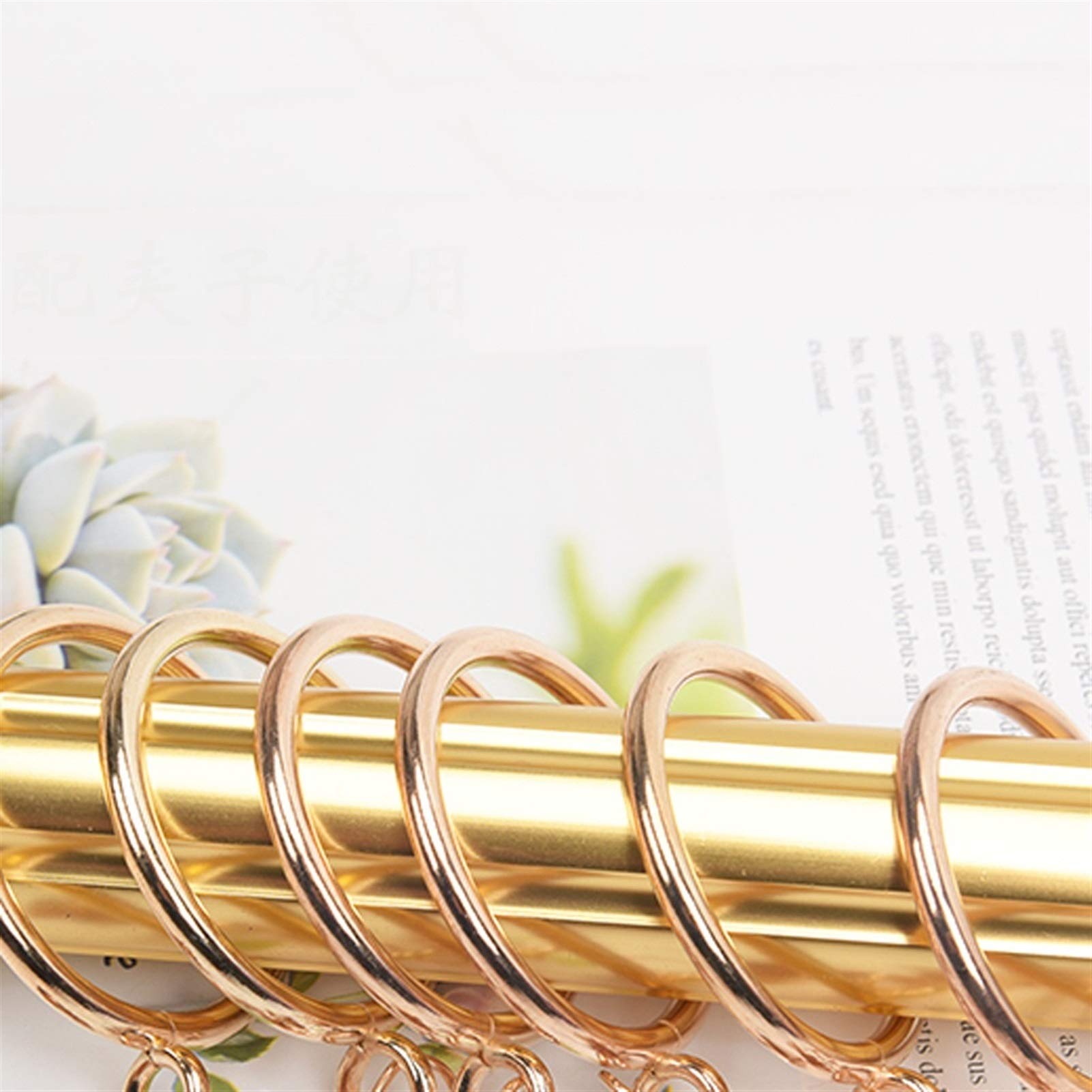 Anelli per Tende 50pcs Anello di Tenda Dorata con Clip, Doccia Anello Perforato, Accessori per Tende, Chiusura a Tenda, Gancio e Ciclo Ganci per Tenda Doccia Anelli