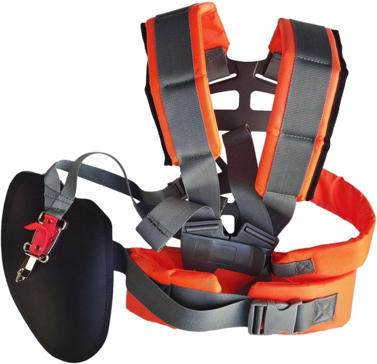 Universal Strimmer Harness, Adjustable Double Shoulder Trimmer Strap, Padded Nylon Mower Harness for Brush Cutter, Petrol Strimmer, Hedge Trimmer and Lawn Grass Trimming, Comfortable Garden Work Belt