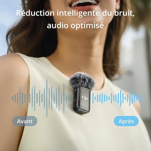 DJI Mic 2 (1 TX + 1 RX), Microphone sans Fil avec Réduction Intelligente du Bruit, Enregistrement Interne 32 Bits à Virgule Flottante, Portée de 250 m, Microphone pour iPhone, Android - 6