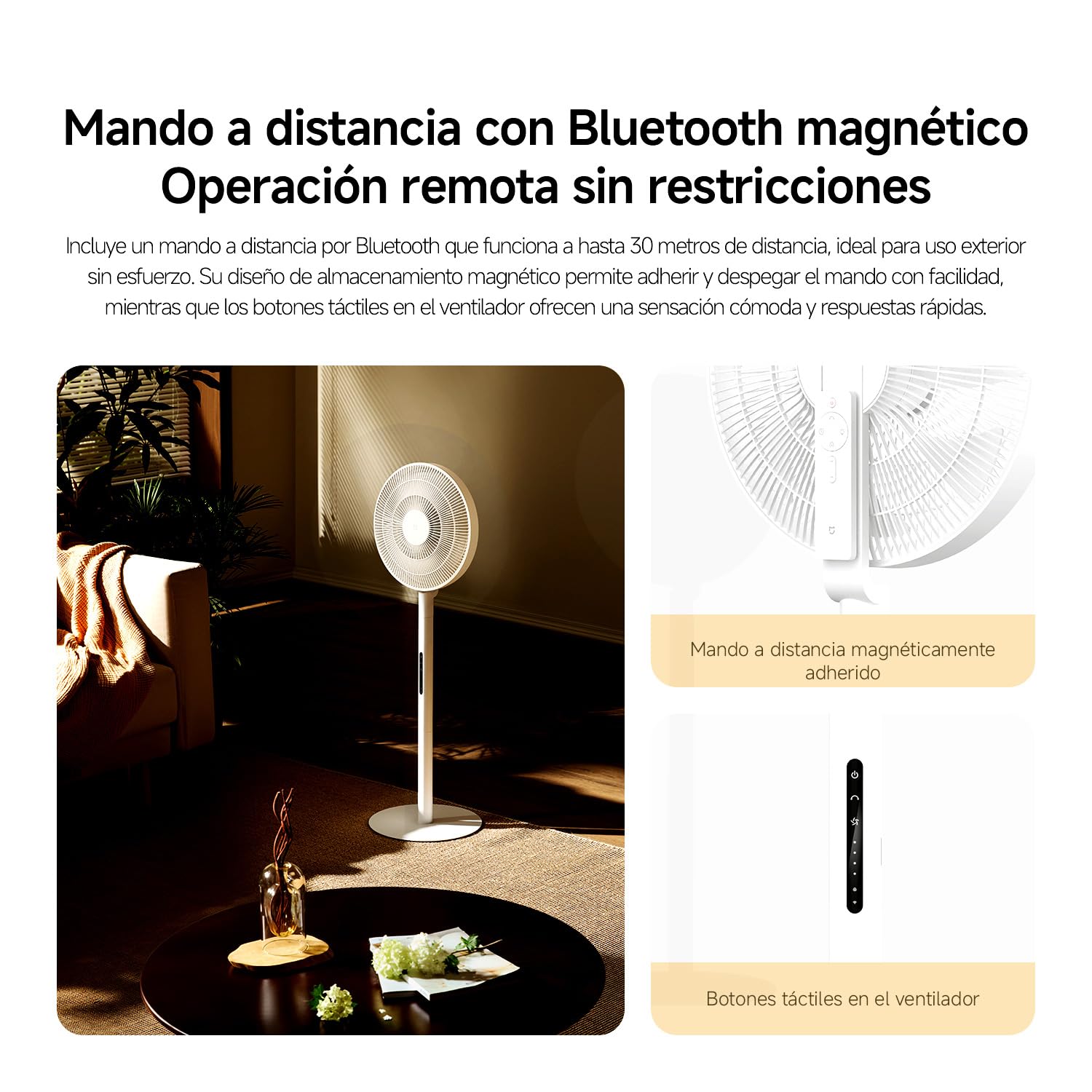 XIAOMI Smart Standing Fan Pro Slim, Ventilador DC Silencioso con Mando | Ventilador inteligente DC con 8 modos, 100 velocidades por App. Ventilador de suelo y mesa con USB-C y estuche para camping.
