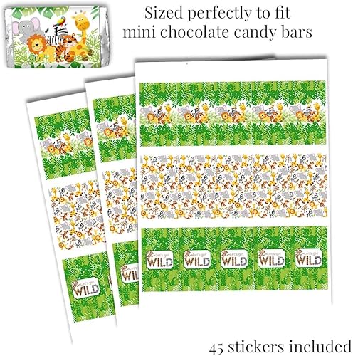 Miniatura 5 de Let's Get Wild Jungle - Kit de calcomanías para fiesta de cumpleaños de animales de la selva, 429 piezas. Incluye 60 calcomanías circulares de 2