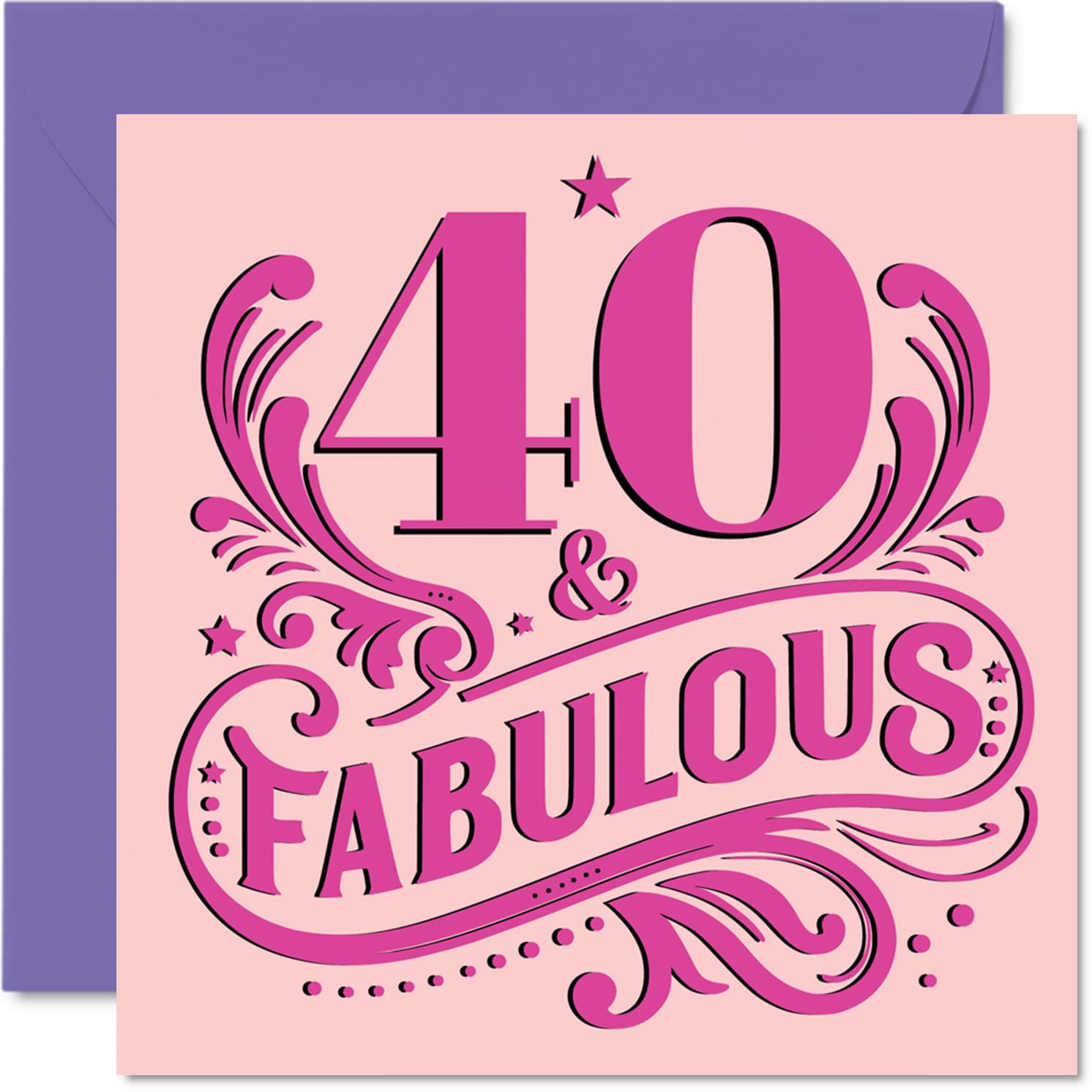 40th Birthday Cards for Women - Fabulous - Happy Birthday Card for 40 Year Old Woman Auntie Colleague Friend Daughter, 145mm Bday Greeting Cards