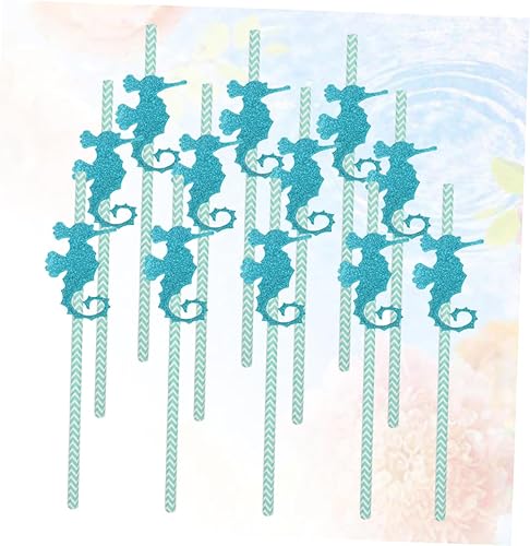 Miniatura 2 de Mobestech 12 pajitas de papel para decoración de sirena, pajitas de sirena para decoración de tartas, pajitas decorativas para decoración del mar,