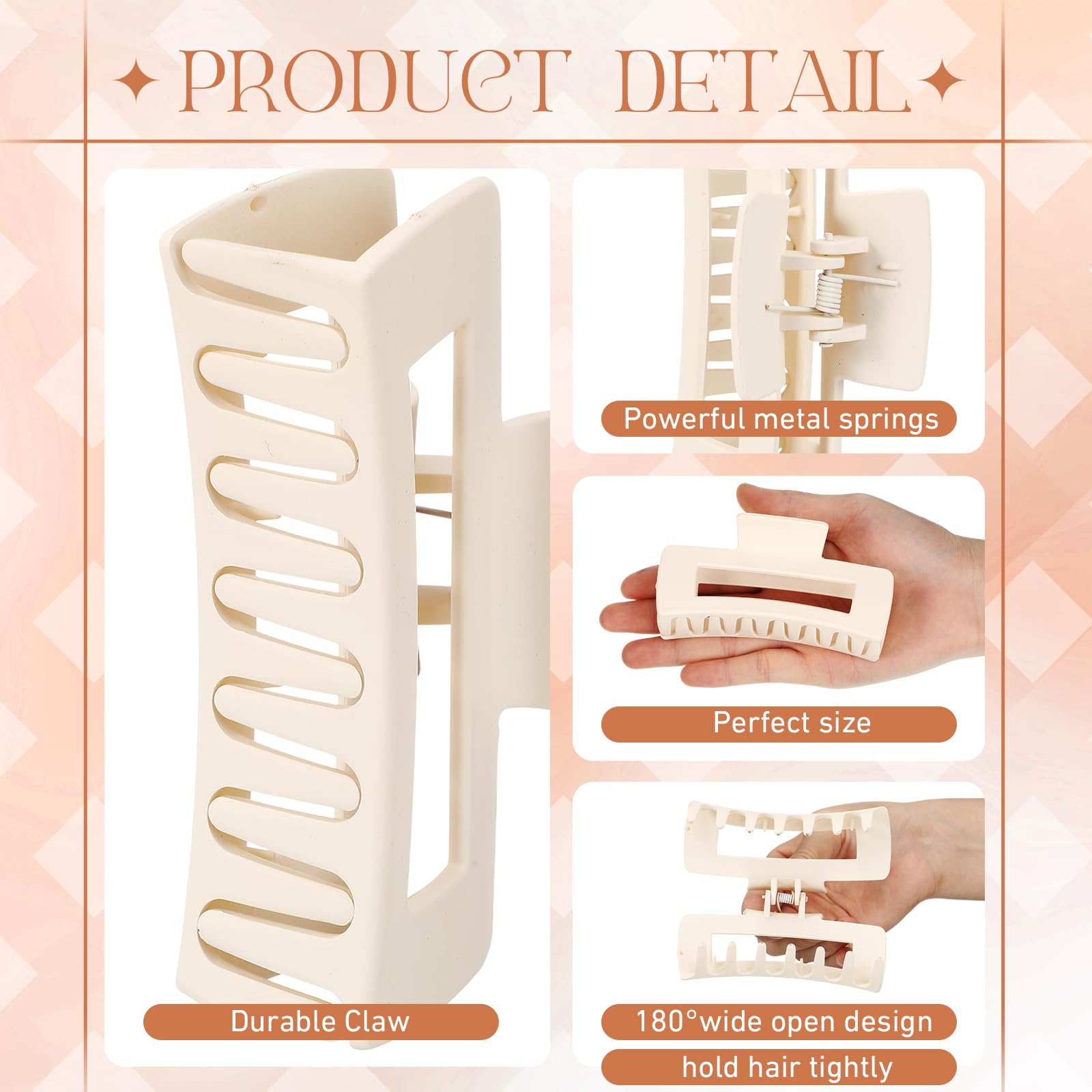 8 Pieces Medium Hair Claw Clips, Square Non-slip Hair Clip For Women And Girls, Color Matte Non-Slip Rectangle Hair Clips For Medium/Long Hair And Fine/Thick Hair, Hair Accessory For Women - View #6