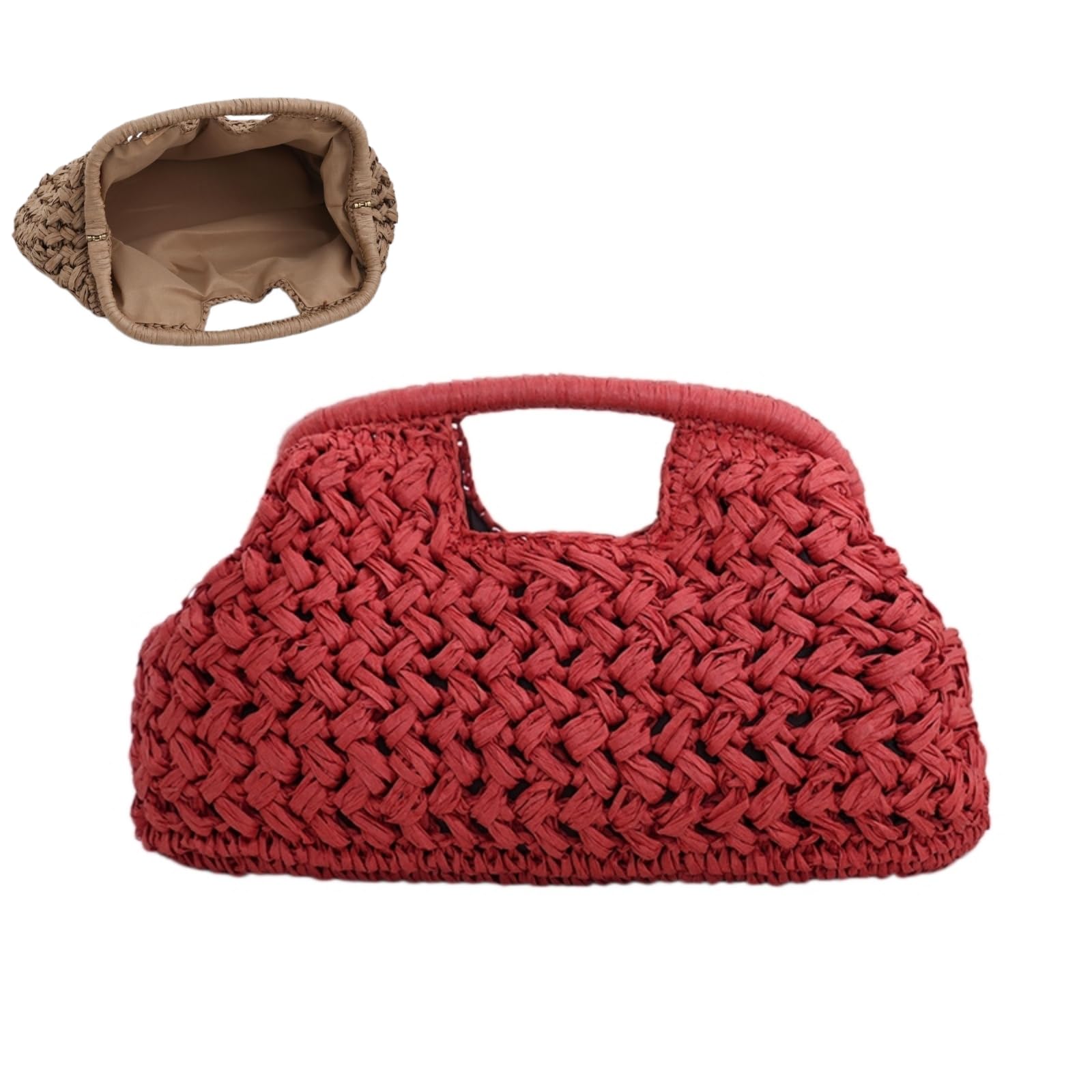 Generisch Bolso de mano grande para mujer, bolso de mano de verano para mujer, bolso de mano de satchel de moda ligero tejido ligero para vacaciones en la playa