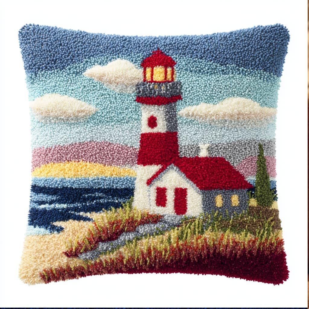 kitphoenix Latch Hook Kits Cushion Lighthouse 43Cmx43Cm