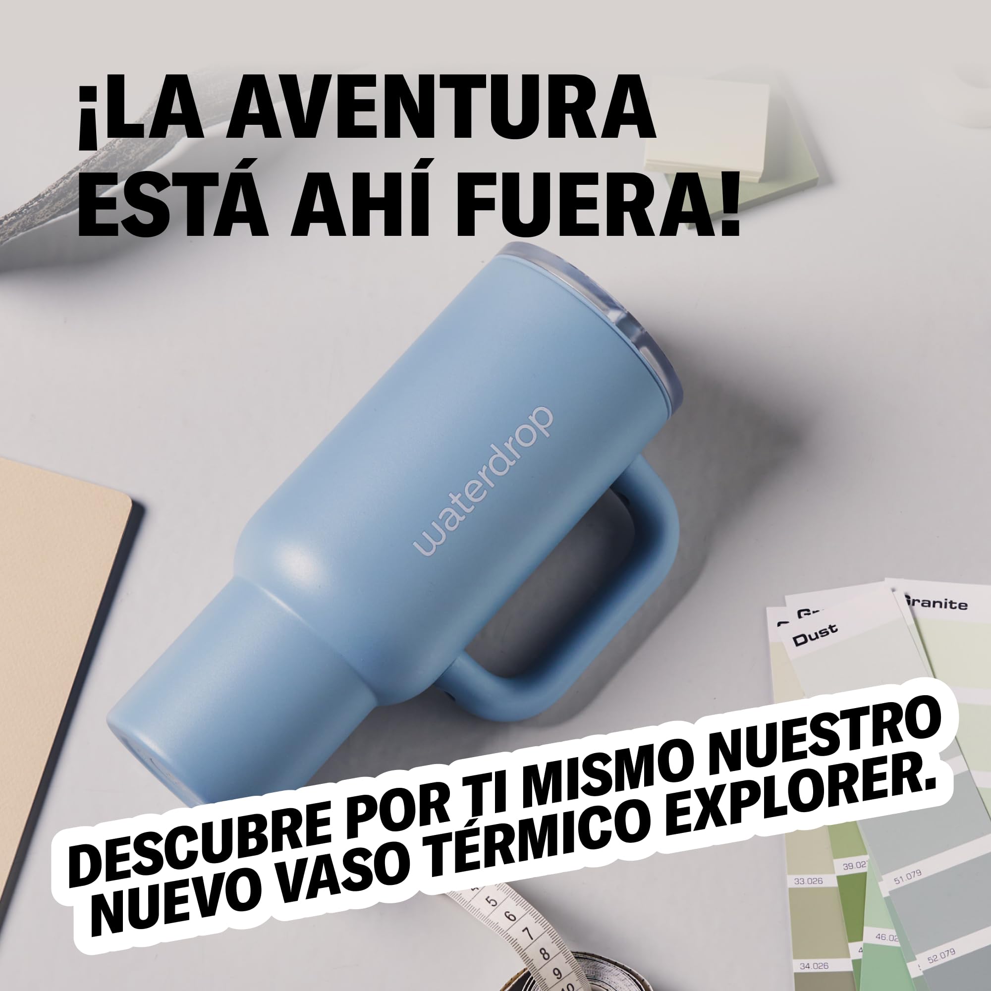 waterdrop® Botella Agua Acero Inoxidable 1.1 Litros - Thermo Conserva el Frío 12 Horas - con Pajita - Taza Térmica - Botella Térmica - Vaso Térmico