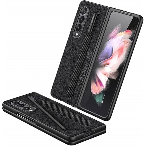 FUTURECASE Samsung Z Fold 3 Case with Pen Holder, Galaxy Z Fold 3 Case with S Pen Holder, Samsung Galaxy z Fold 3 Case, S Pen Holder Function Case for Galaxy Z Fold3 ZFold 3 ZFold3 5G(Black)