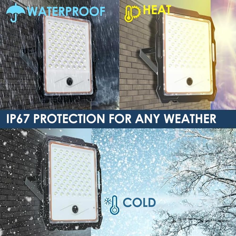 M Ledme - Foco Proyector Led Solar Con Cámara Jeff 300W, luz fría (6000k), Sensor de movimiento/crepuscular, 1080P, Impermeable IP67, 2900lm, Control remoto con App, Para Patio, Jardín, Camino.
