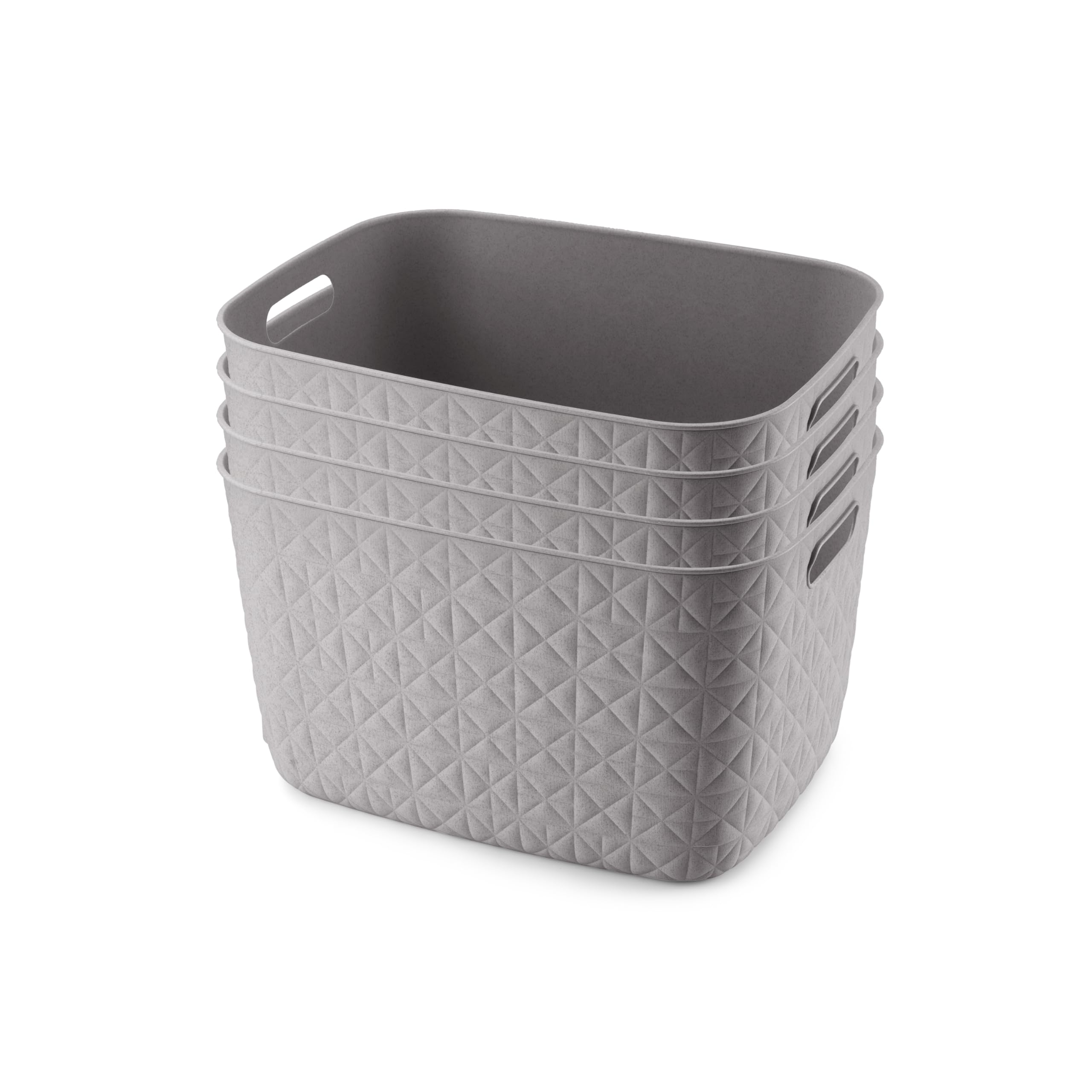 CURVER Softex 4x 19L Storage Baskets, 100 percent Recycled Material, Lightweight, For Bathroom, Living Room, Kitchen, Taupe