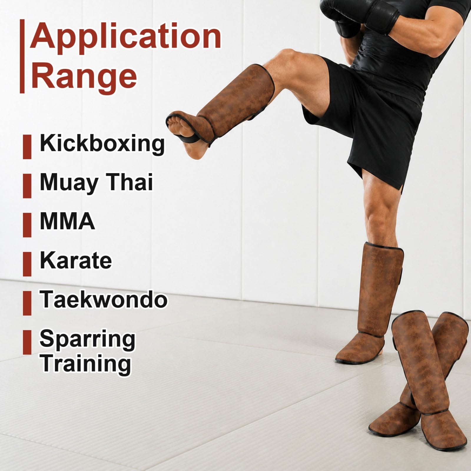 Piedi Protezione Shin Guard,Parastinchi Piedi Protezione Shin Guard,Parastinchi per Arti Marziali,vestibilità Sicura,Comodo,Traspirante,per Boxe,Muay Thai,Sport da Combattimento