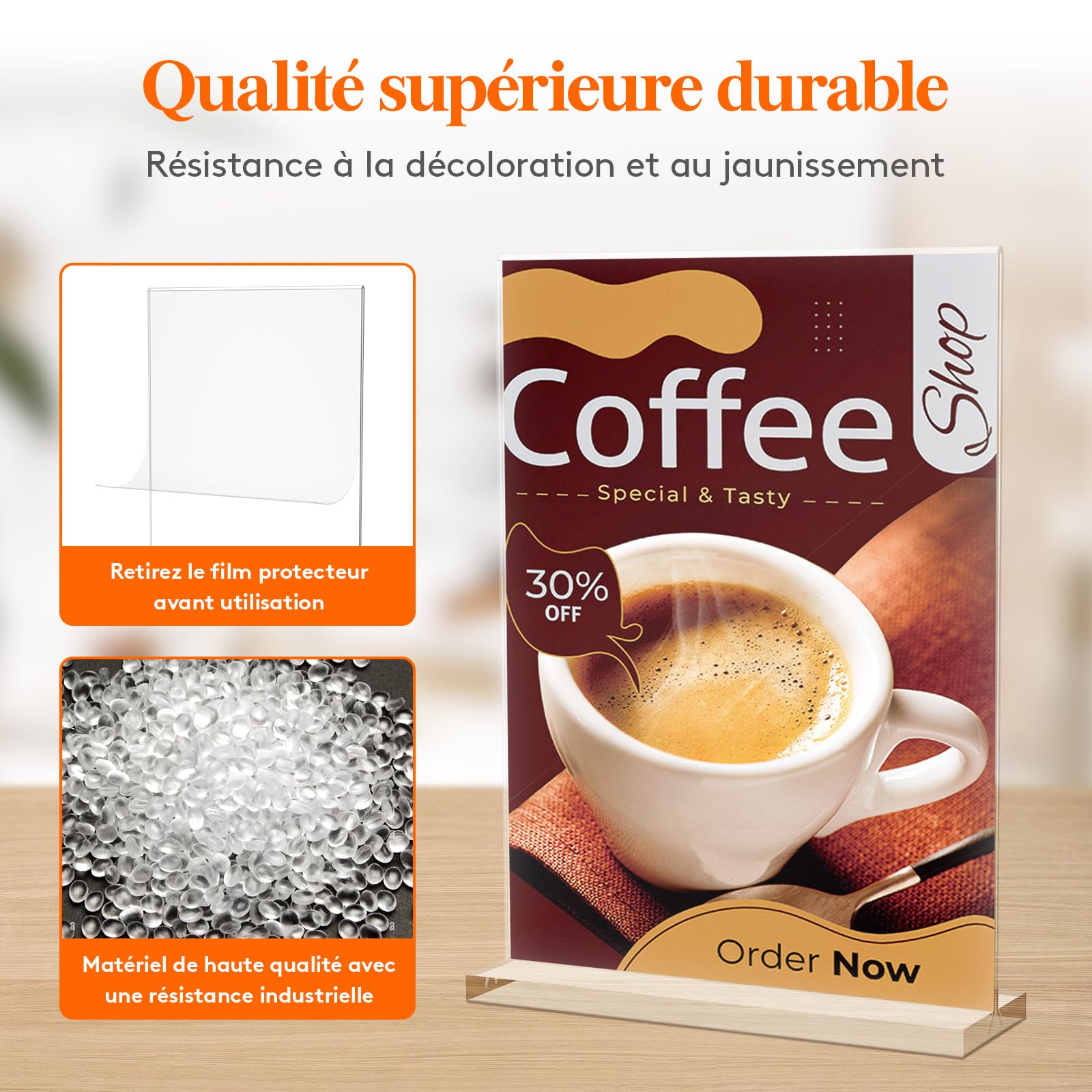 Lifewit Porte Affiche A4 Acrylique Transparent, Présentoir Table Forme T, 30x21 cm Lot 6