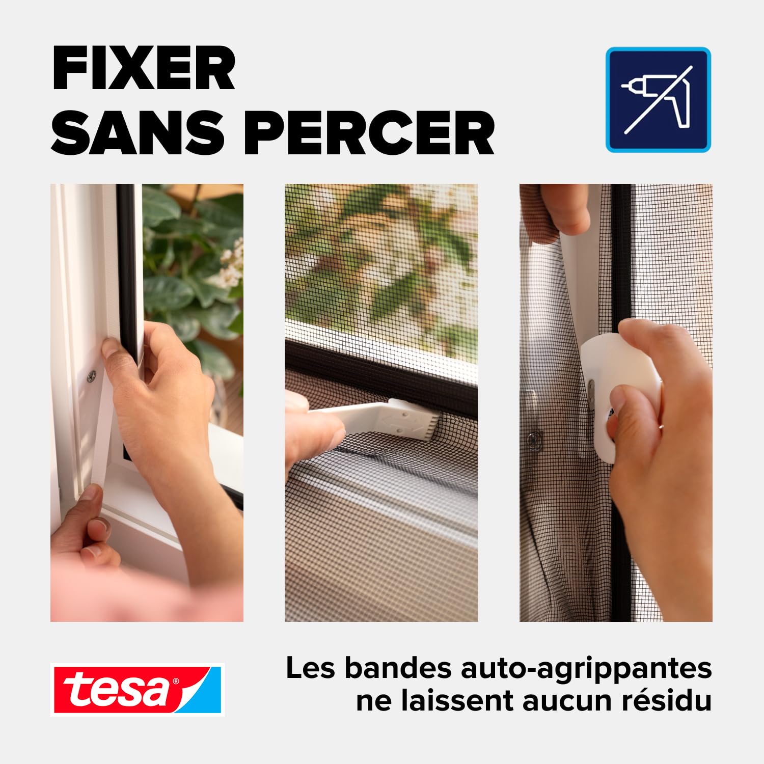 tesa Insect Stop Moustiquaire Auto-agrippante Prem. 3X 135x155 cm Anthrac.
