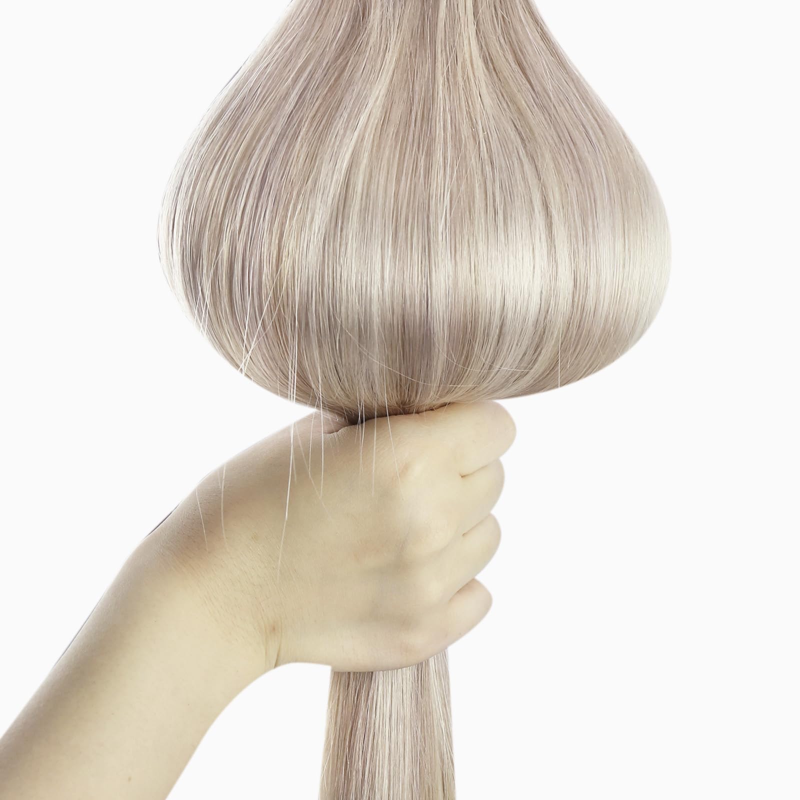Ugeat Przedłużanie Włosów Clip in, Włosy Ludzkie, Pasemka Popielaty Blond, 50 cm 7 sztuk 120g, Włosy Clip in Extensions Popielaty Blond, Remy Naturalne Proste