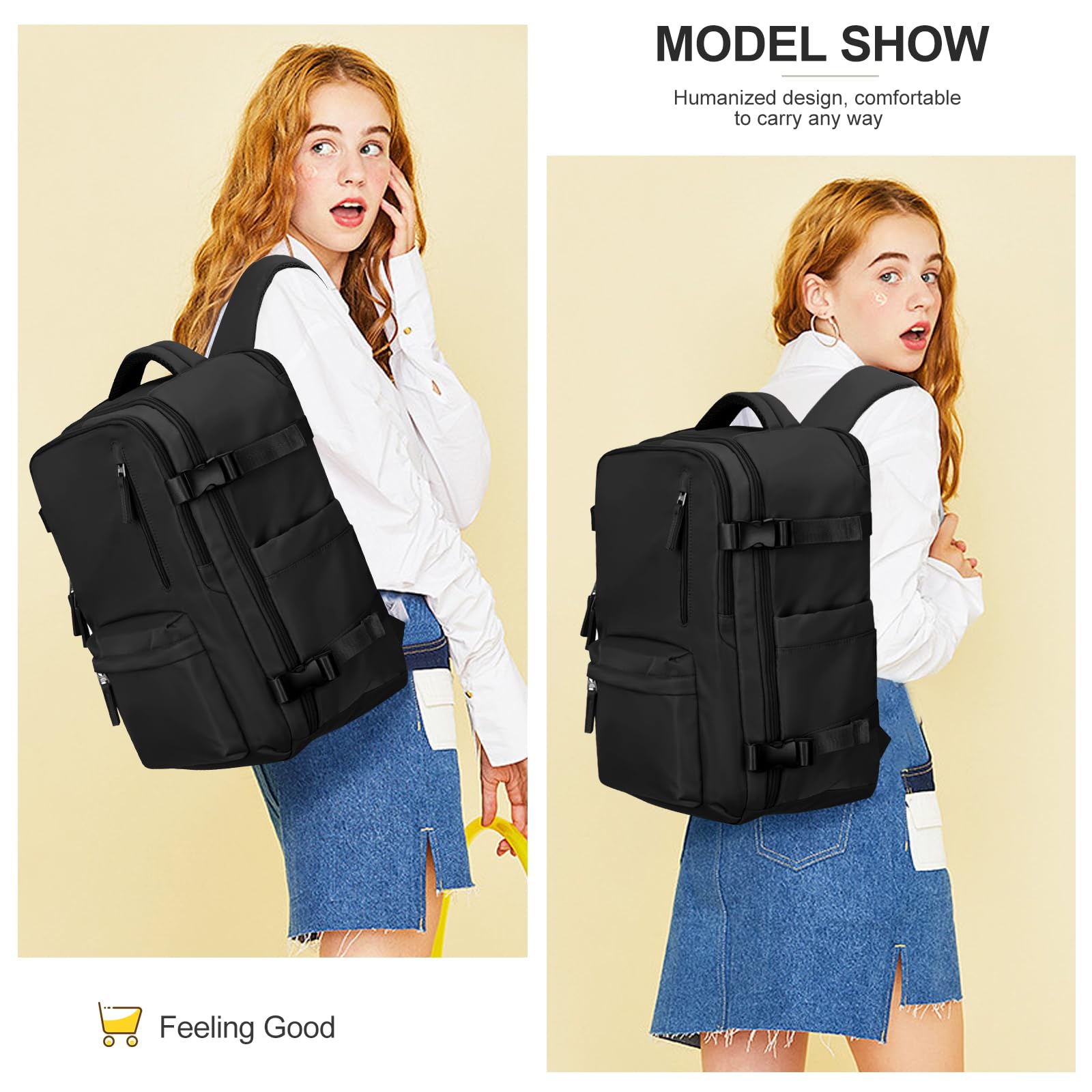 Zaino da Viaggio per Ryanair 40x20x25 Bagaglio a Mano Zaino Borse da Cabina per Ryanair Il Sedile Zaino Aereo Bagaglio a Mano Donna Borsa Cabina Viaggio Zaino Travel Viaggio Casual Daypack,X1-Nero