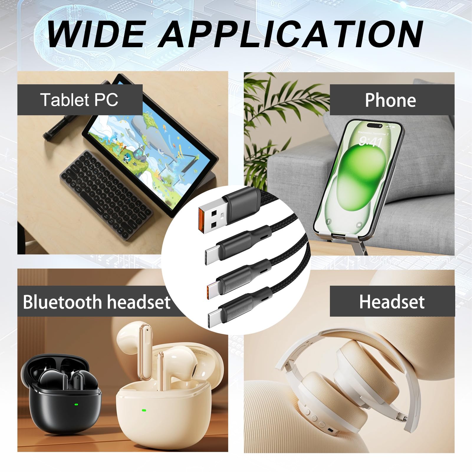 Cavo USB-C PD 3.0 1 m in nylon intrecciato TechOne Tech – Ricarica Rapida