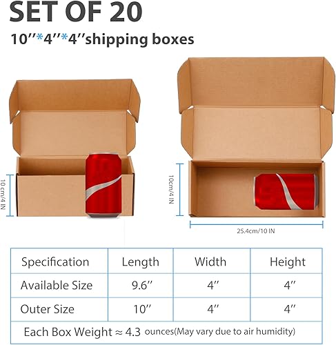 Miniatura 2 de DUZCLI Juego de 20 cajas de envío de 10 x 4 x 4 pulgadas, cajas de cartón corrugado de papel kraft medianas, para embalaje de suministros de