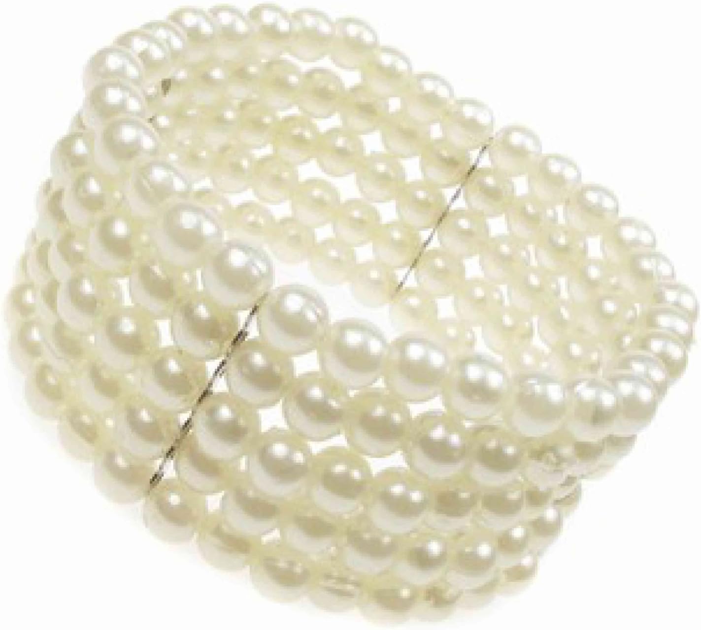 Crystal Innovation2883 5 Row stretch Pearl bead corsage cuff bracelet.