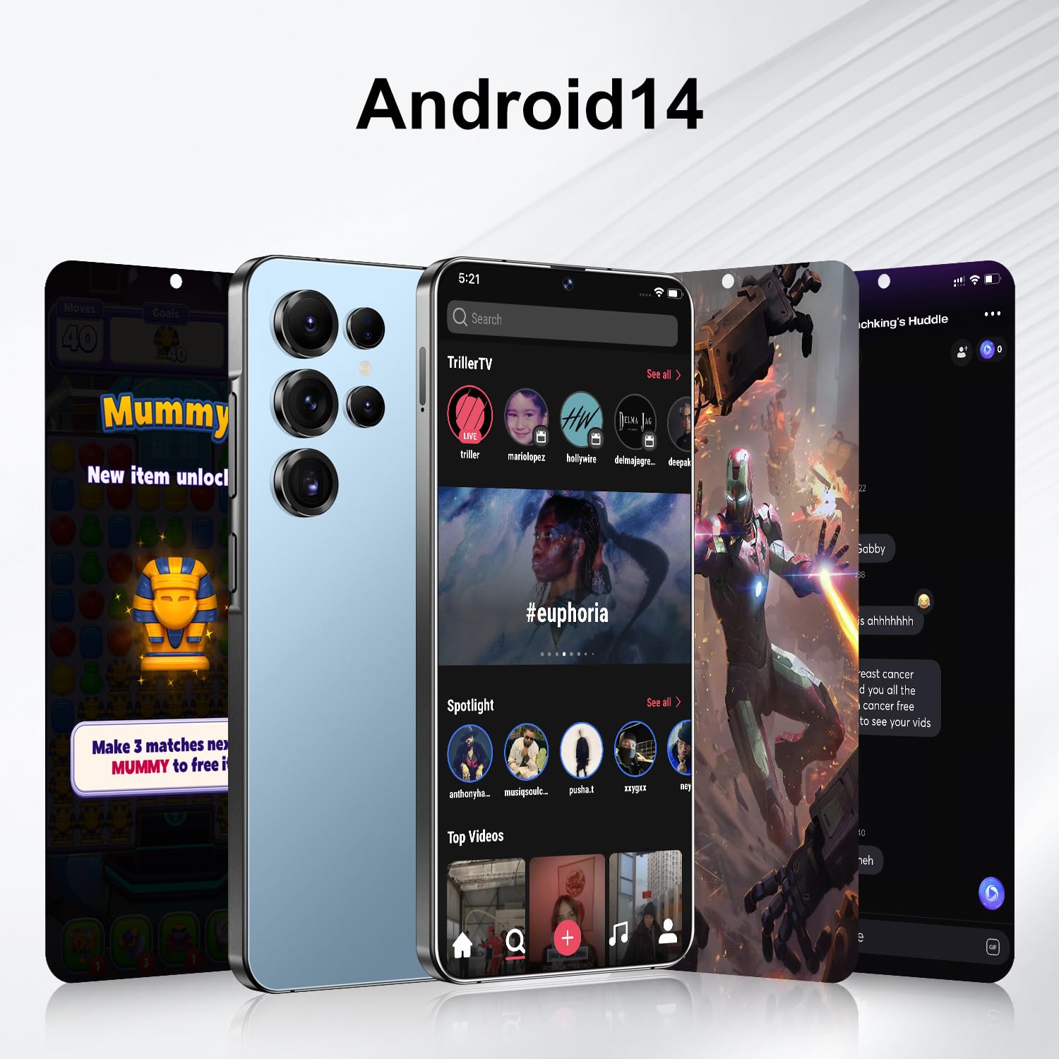 Unlocked Phone S25 Ultra Android Phone 8-core 12GB+512GB Cell Phone 7 inch HD Screen Mobile Phone 108MP+48MP Camera 6800 mAh Battery 5G Dual SIM (Blue)