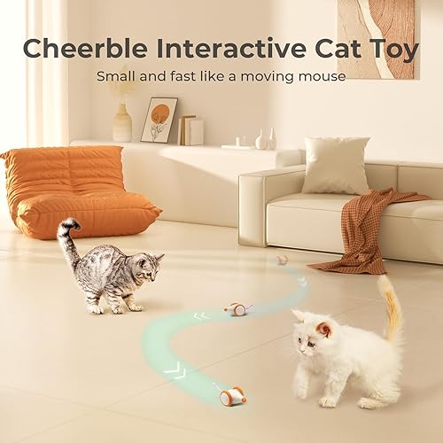 Miniatura 3 de Cheerble Juguetes interactivos para gatos de interior, juguete automático para gatos con luces LED, juguetes de ratón malvado, juguetes para