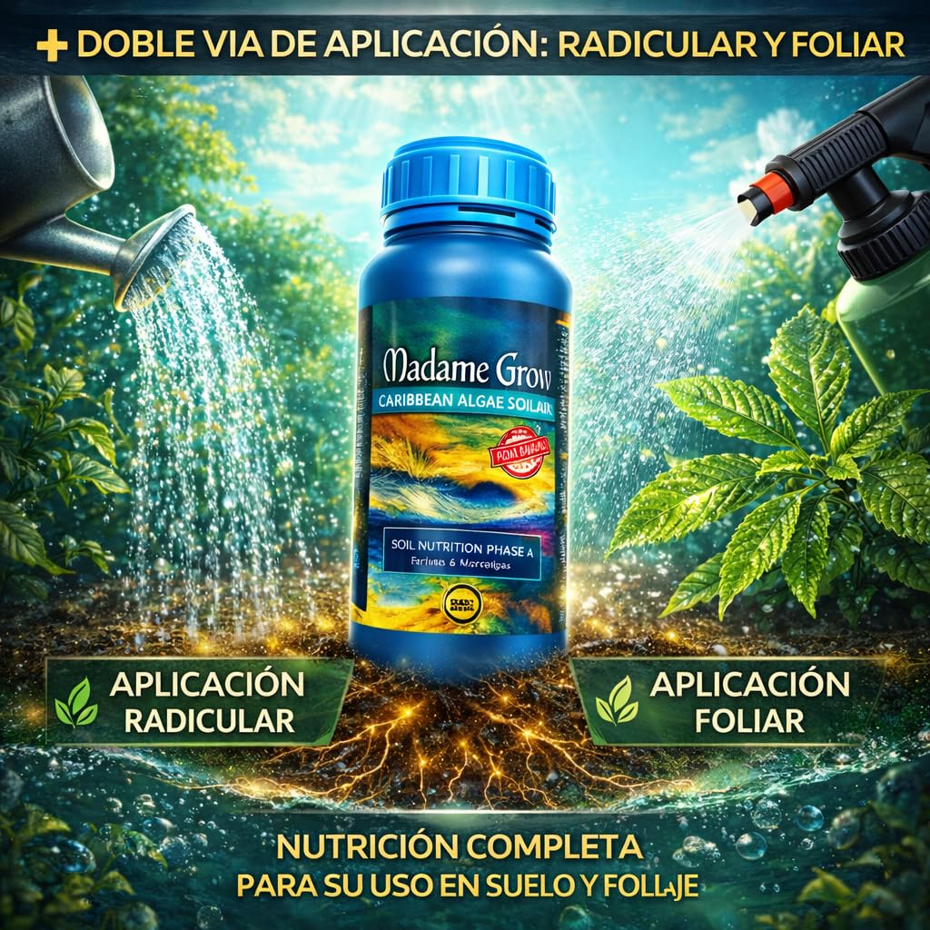 MADAME GROW Fertilizantes alga marihuana - abono floración marihuana - cogollador marihuana - fertilizante floración marihuana - fertilizante marihuana - liquido - engordar (CARIBBEAN ALGAE 5L)