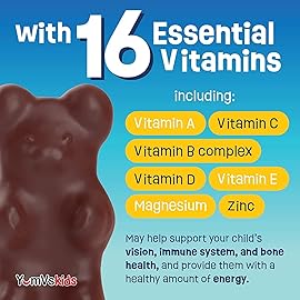 YUM-V\'S - Kids Multivitamin Chewable Chocolate Bears - Multivitamin for Kids Supplement - 16 Vitamins & Minerals - Vitamins Including D, Zinc, C, B Complex & More, 60 Count (Pack of 2)