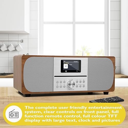 Miniatura 7 de LEMEGA MSY6 Sistema estéreo Bluetooth para el hogar I Potente reproductor de CD de 100 W I Radio FM I Transmisión de audio Bluetooth I Reproductor