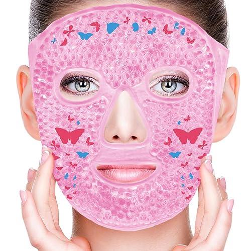 Miniatura 22 de Máscaras faciales frías para ojos, máscara facial de hielo, compresa fría y caliente para ojeras, hinchazón, migrañas, dolor de cabeza, estrés, #03