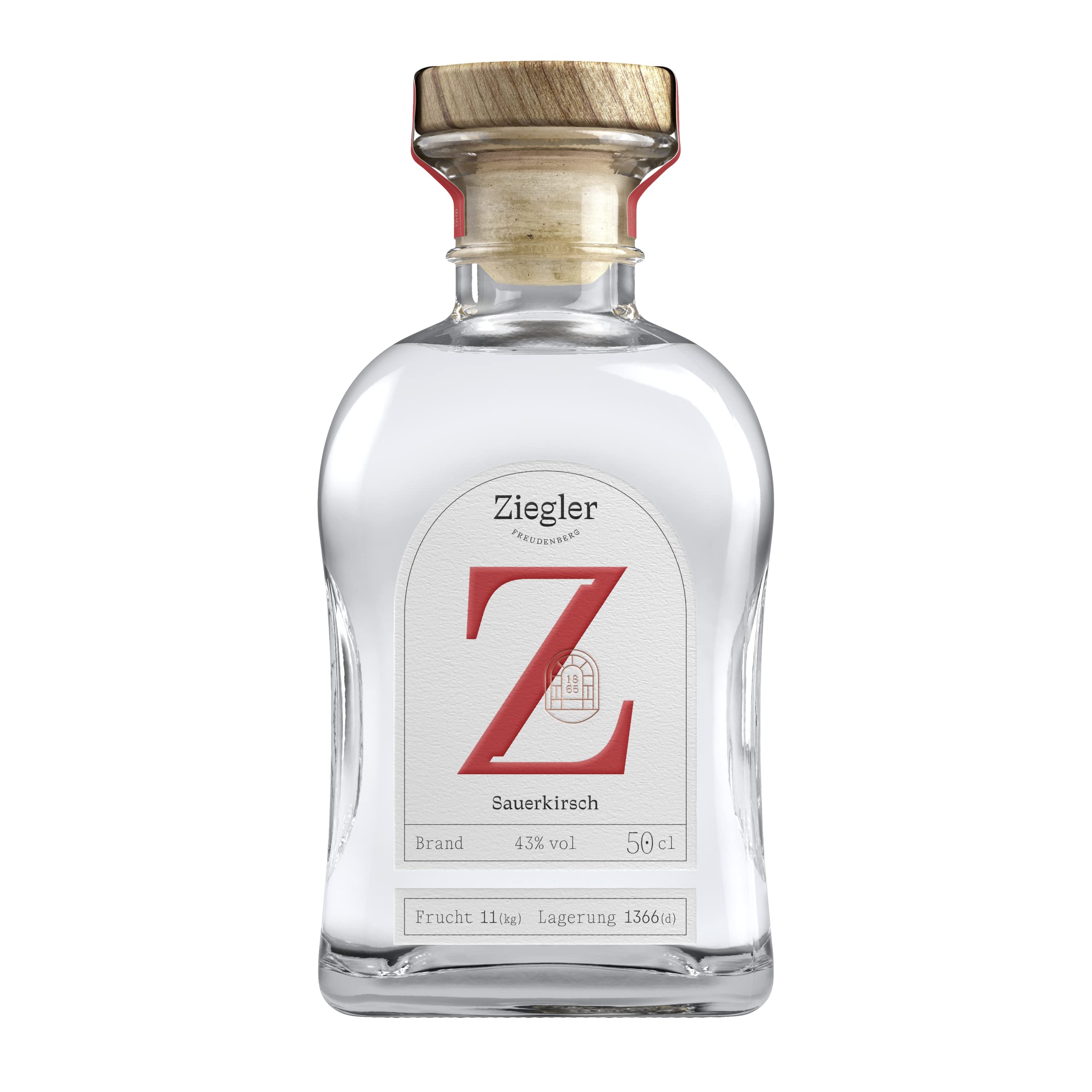 Ziegler Sauerkirsch Obstbrand 43% (1x 0,5l) - Edler Kirschbrand mit feiner Säure und intensivem Fruchtaroma